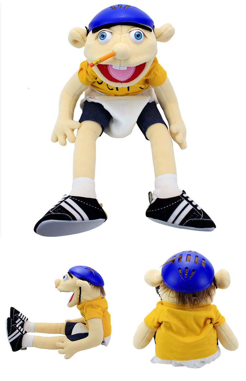 Puppets 60cm Large Jeffy Hand Puppet Plush Doll Stuffed Toy Figure Kids Educational Gift Funny Party Props Christmas Doll Toys Puppet 230817