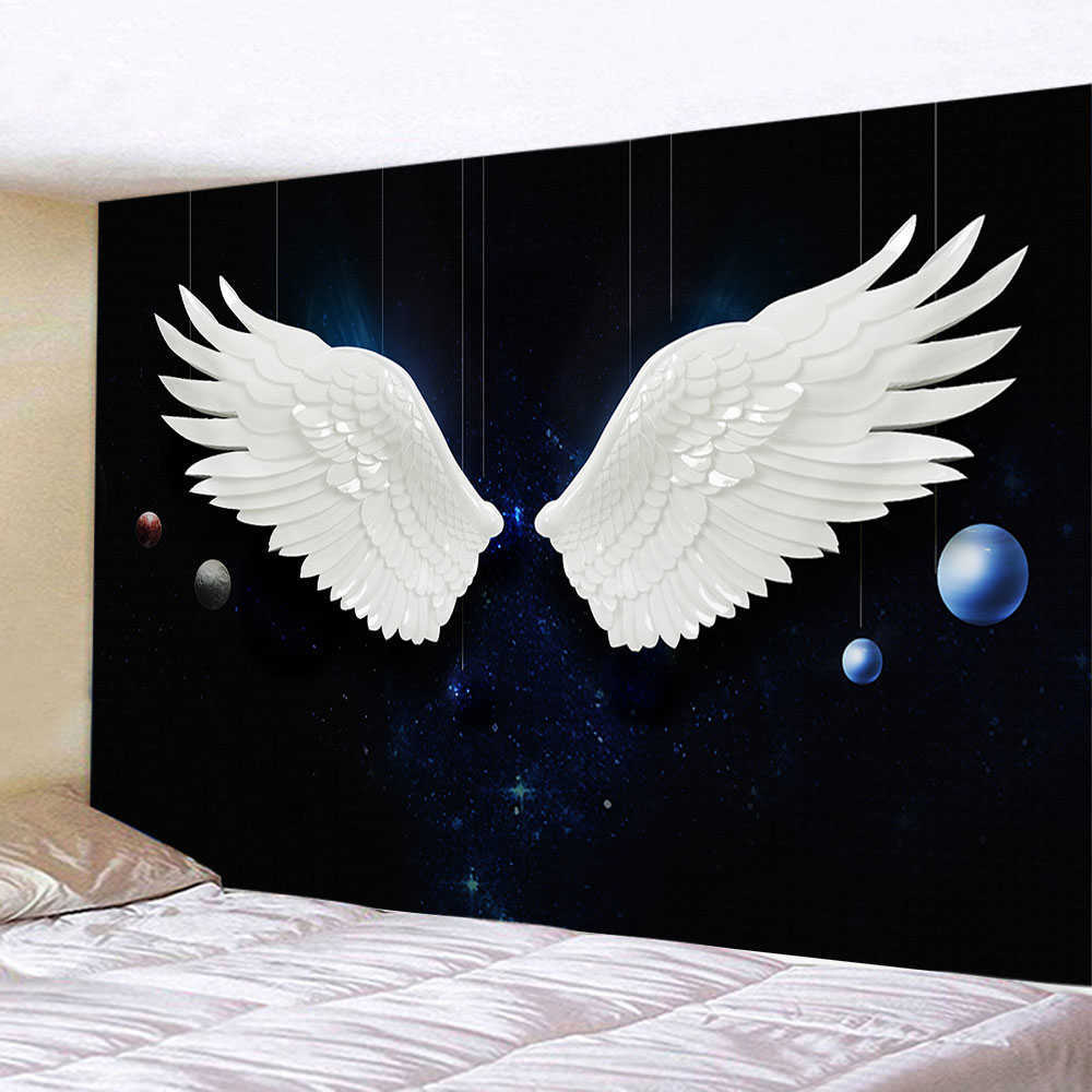 Tapestries Large Angel Wings Tapestry Hippie Psychedelic Feather Occult Background Art Wall Hanging Carpet Home Decoration Table Cloth R230817