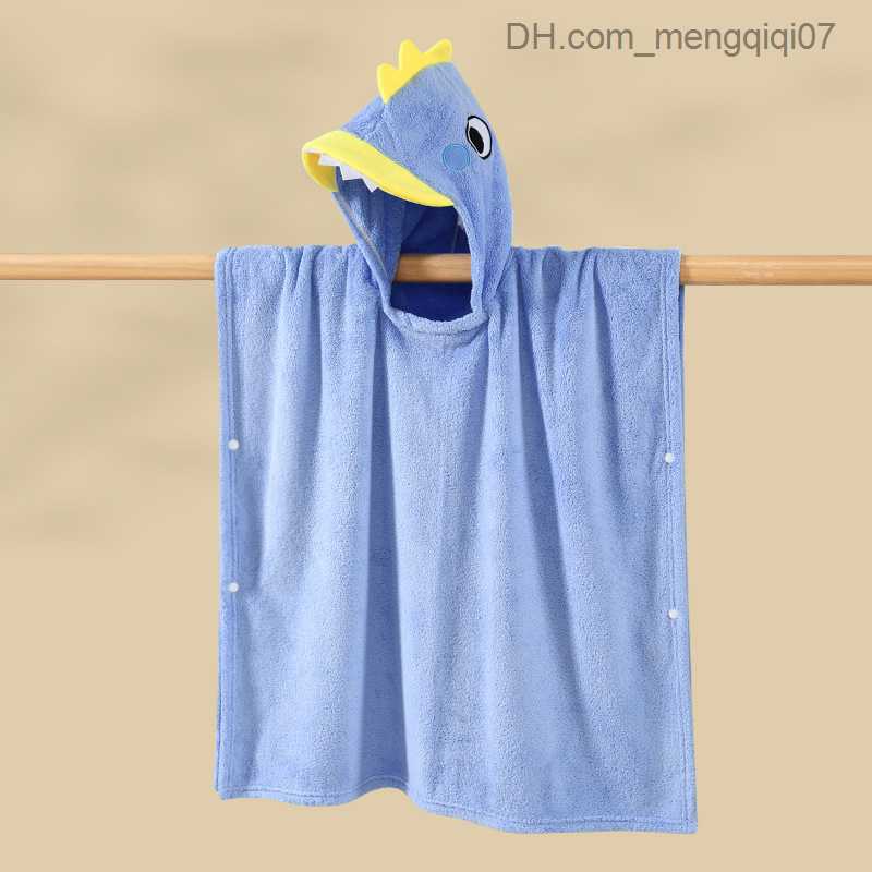 Towels Robes Flannel Cloak Coral Velvet Cartoon Dinosaur Baby Bathroom Boys and Girls Hooded Towels Swimming Shower Cloth Children's Robe Z230819