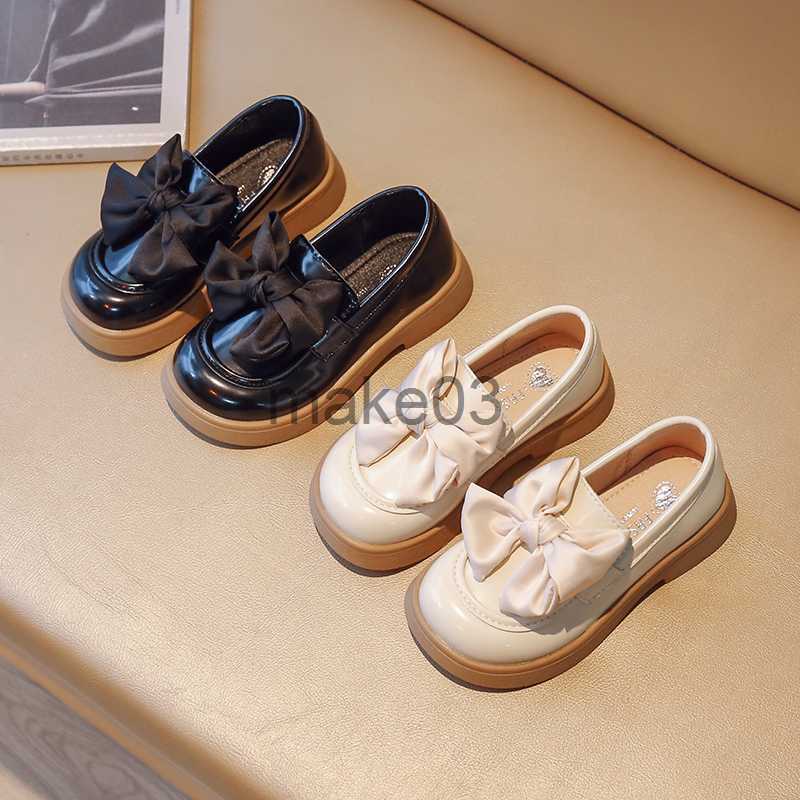 Sneakers Solid Color Versatile Slipon Classic Bow 2023 Spring Versatile Casual Kids Fashion Loafers for Girl Uniform School Shoes Casual J230818