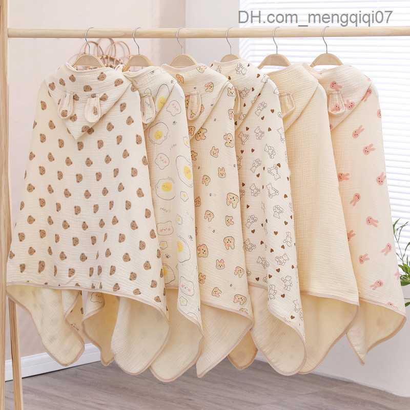 Towels Robes Fine linen baby bath towel with hood bear rabbit children's bathtub baby bathtub baby bathtub and shower product newborn blanket 70 