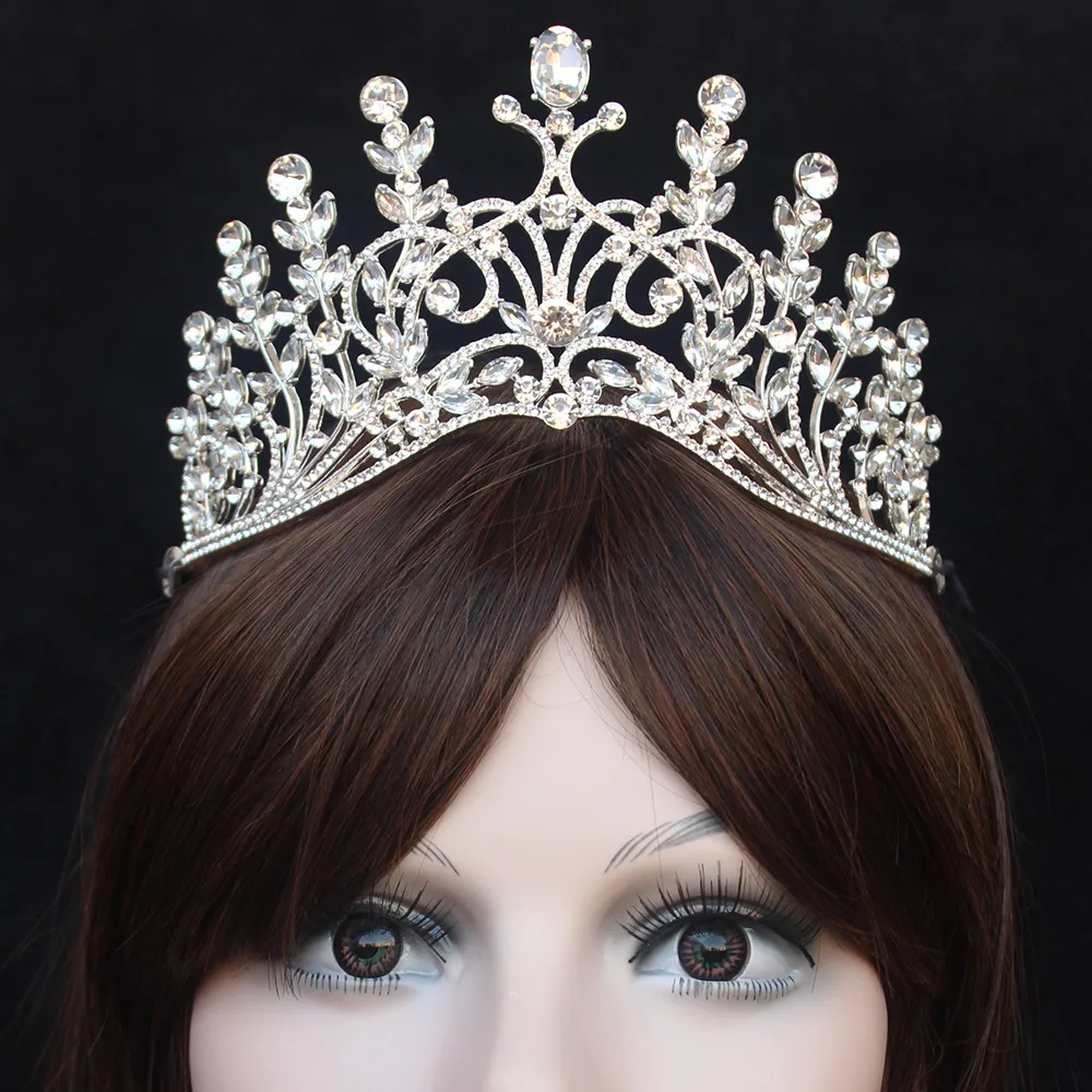 Baroque peacock big crown highgrade retro Bridal Headpieces blue diamond wedding dressZZ