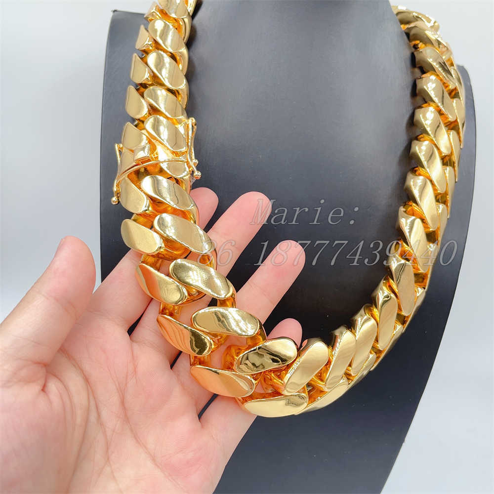 Width Brass Gold Chain Custom Big Necklace 30mm Cuban k ChainMade of pure gold