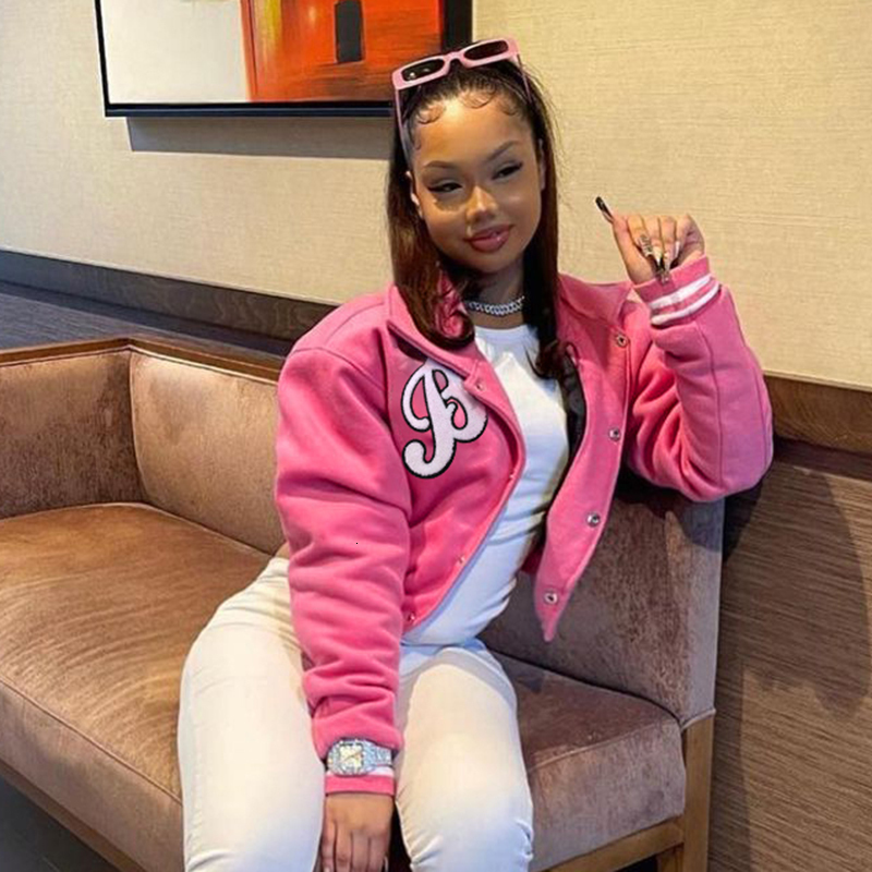 Women's Jackets Varsity Baseball Cropped Jacket Embroidery Letter Coats Crop Women Fall Winter Y2K Clothes Streetwear Cyber Racing Jackets 230817