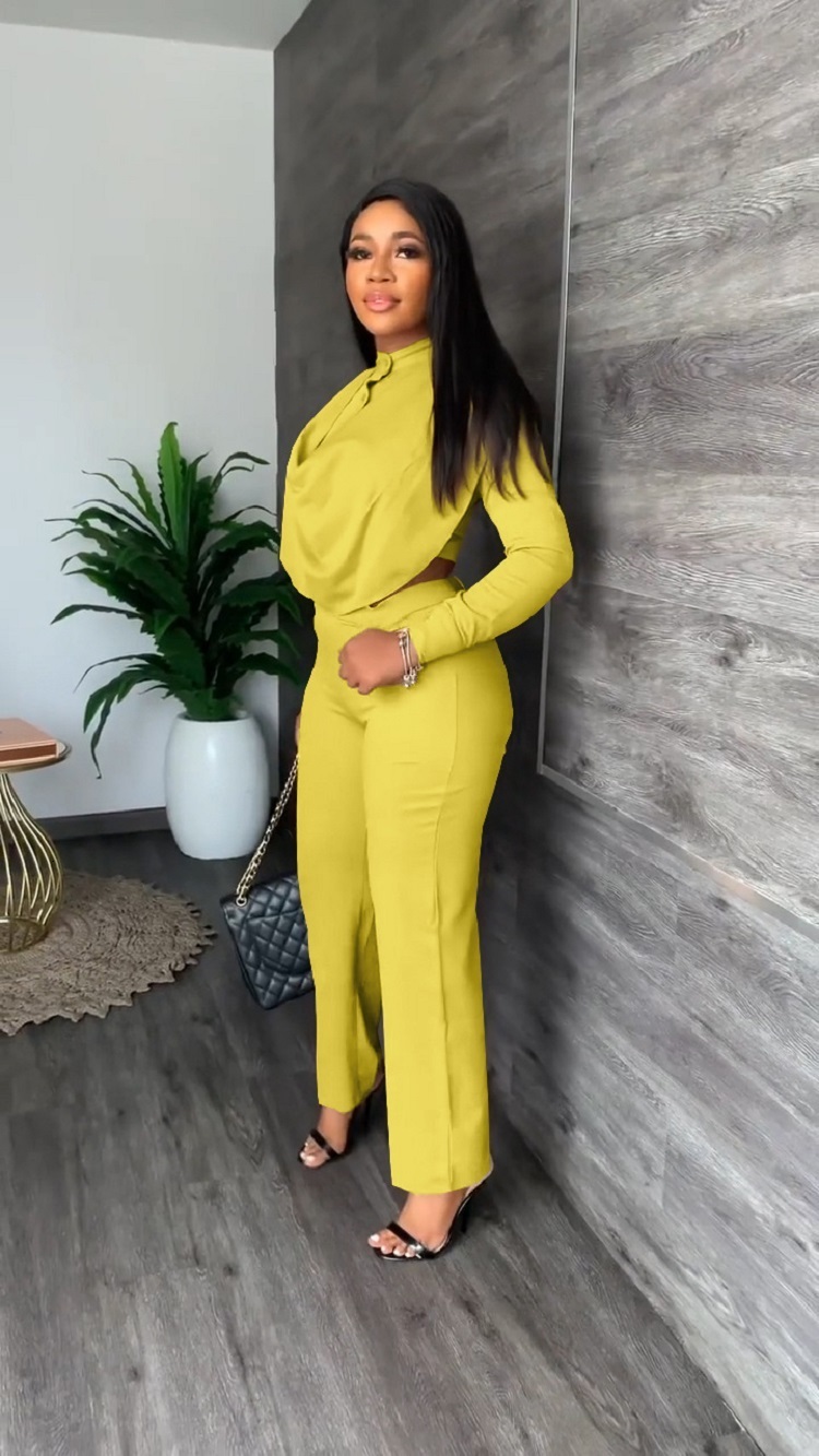Womens Two Piece Pants Elegant 2 Sets Women Tracksuit Autumn Winter Clothes Long Sleeve Shirt Palazzo High Waist Woman Office Outfits 230817