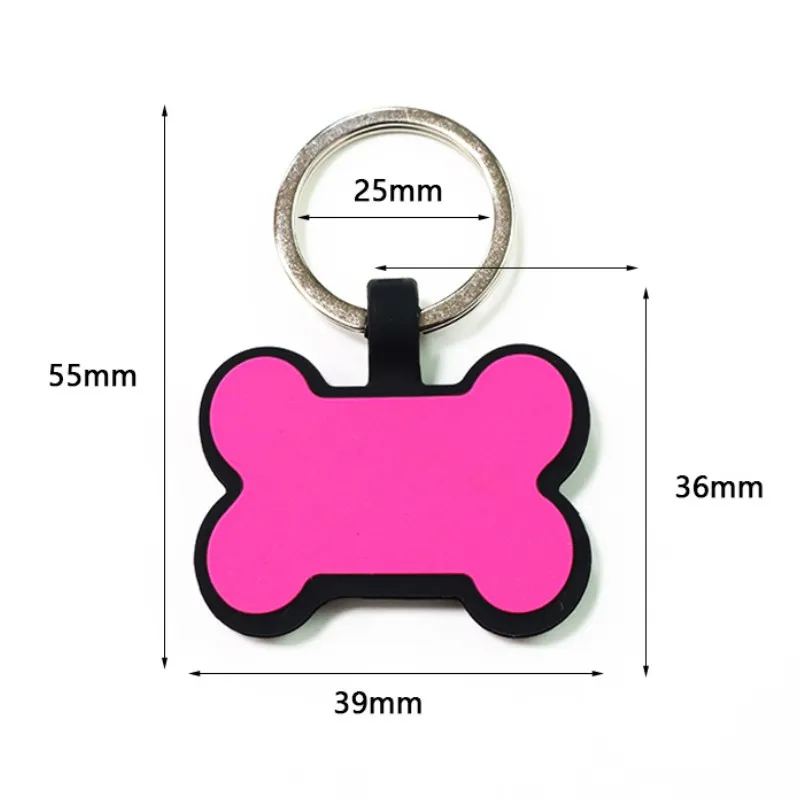 Creative Silicone Dog Tag Cat Tag Bone Shaped Pet Property Tag Silicone Keyring Silicone Pet Tag DIY Cat And Dog ID Card Multicolor Keychain