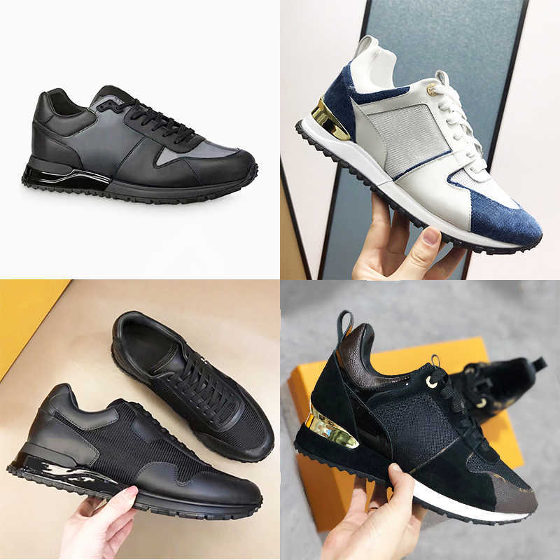 Men Run Away Sneakers Top Quality Designer Womens Shoes Calf Leather Mesh Mixed Color Trainer Runner Shoes Unisex Tennis Shoes Casual Sneakers With Box NO012