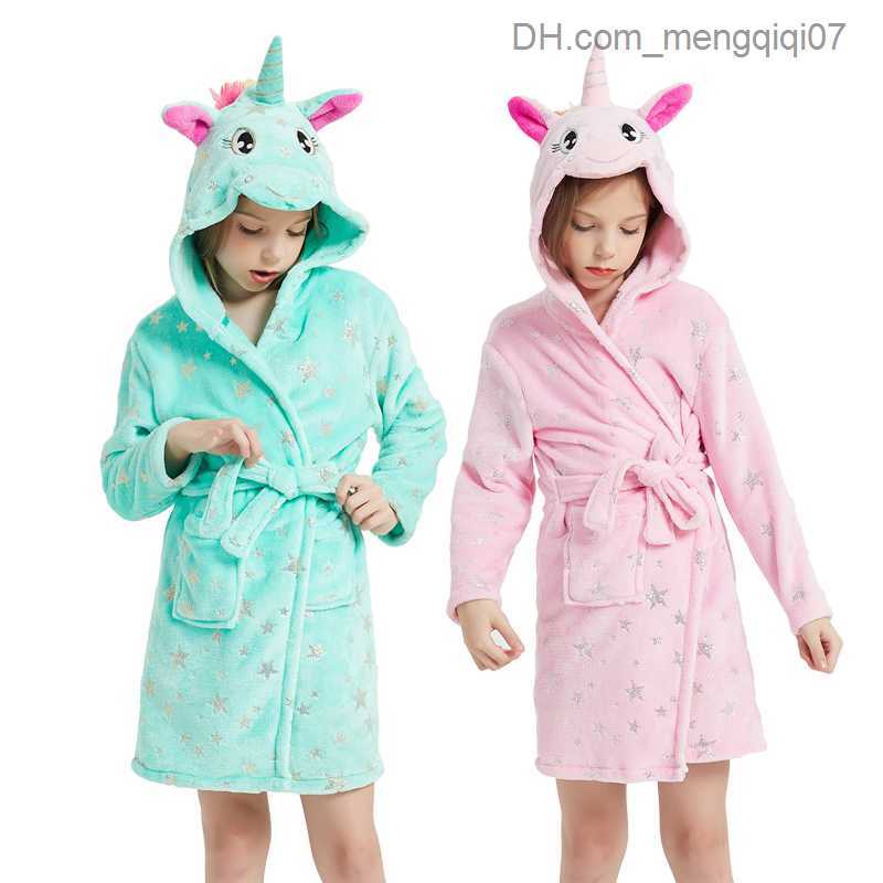 Towels Robes Boys and girls flannel unicorn bathroom children's hoodie children's animal towel baby pajamas unicorn children's dress Z2
