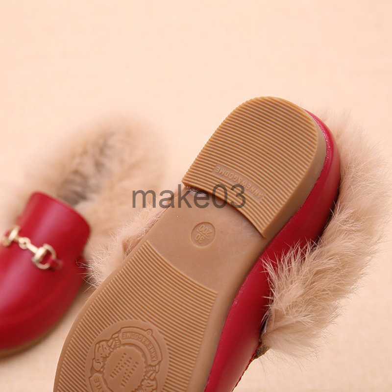 Sneakers Kids Shoes Girls Shoes Winter Warm Fur Girls Loafers PU Leather Girls Dress Shoes Princess Shoes Flats Girls Kids J0818