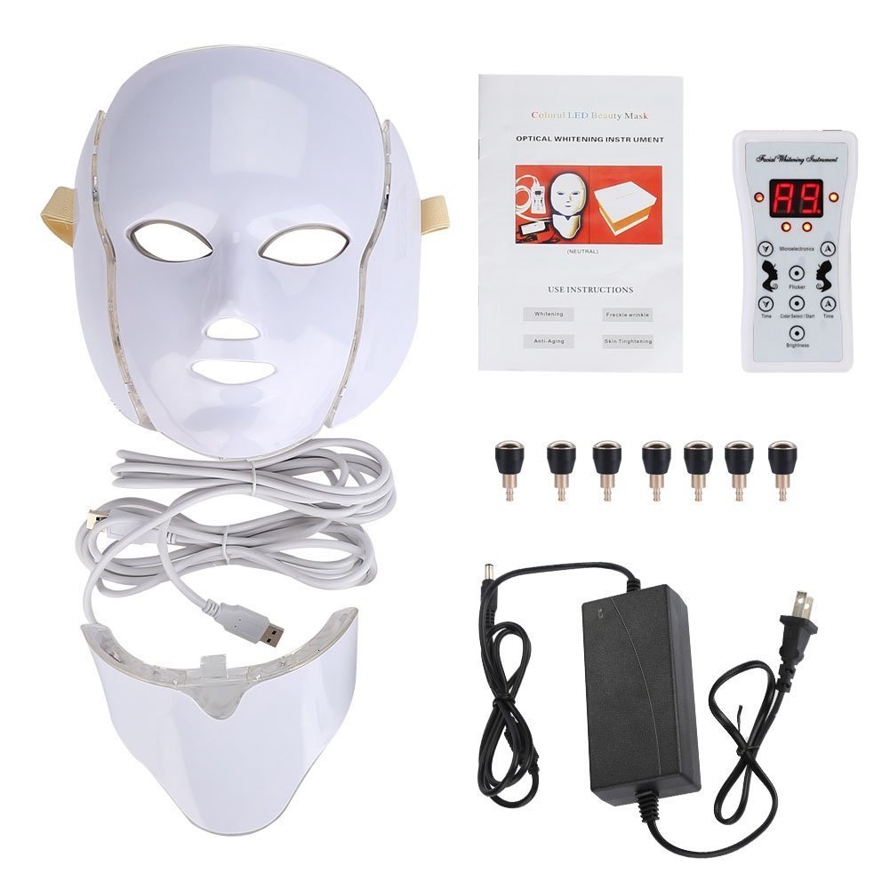 Face Care Devices 7 Colors Light LED Mask with Neck Face Care Treatment Beauty Anti Acne Therapy Face Whitening Skin Rejuvenation Machine 230906