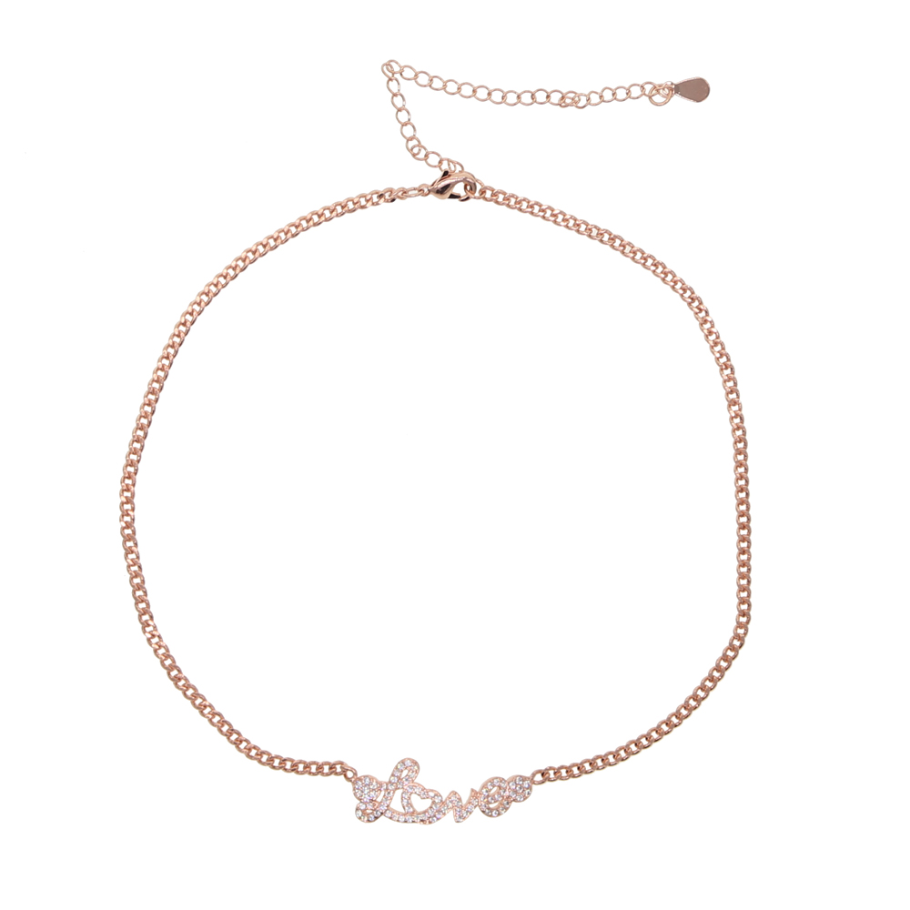 New designer love letter pendant charm Choker Necklace Hip Hop women lady Paved 5A Cubic Zirconia Wedding Anniversary Gift BFF Jewelry