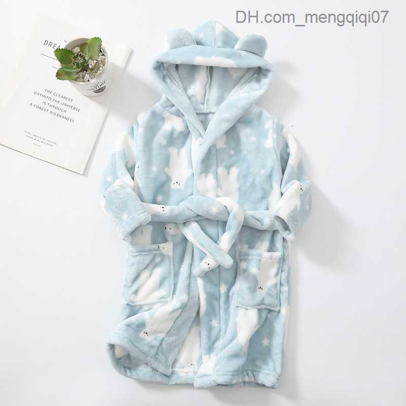 Towels Robes Soft Children's Flannel Pajamas New Boys' Star Pajamas Autumn Winter Children's Bathroom Baby Girls Home Clothing Big Chil