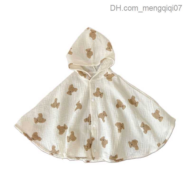 Towels Robes Windproof Baby Cloak Cute Print Hooded Towel Waterproof Beach Towel 0-3Y Baby Comfortable Cloak Newborn Coat 066B Z230819