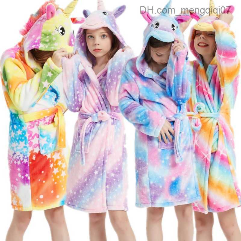 Towels Robes Boys and girls flannel unicorn bathroom children's hoodie children's animal towel baby pajamas unicorn children's dress Z2