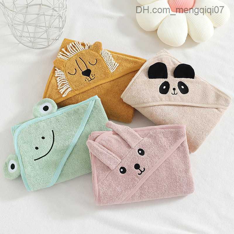 Towels Robes Strong absorbent children's bath towel cartoon lion rabbit cover baby blanket super soft baby bath towel Z230819