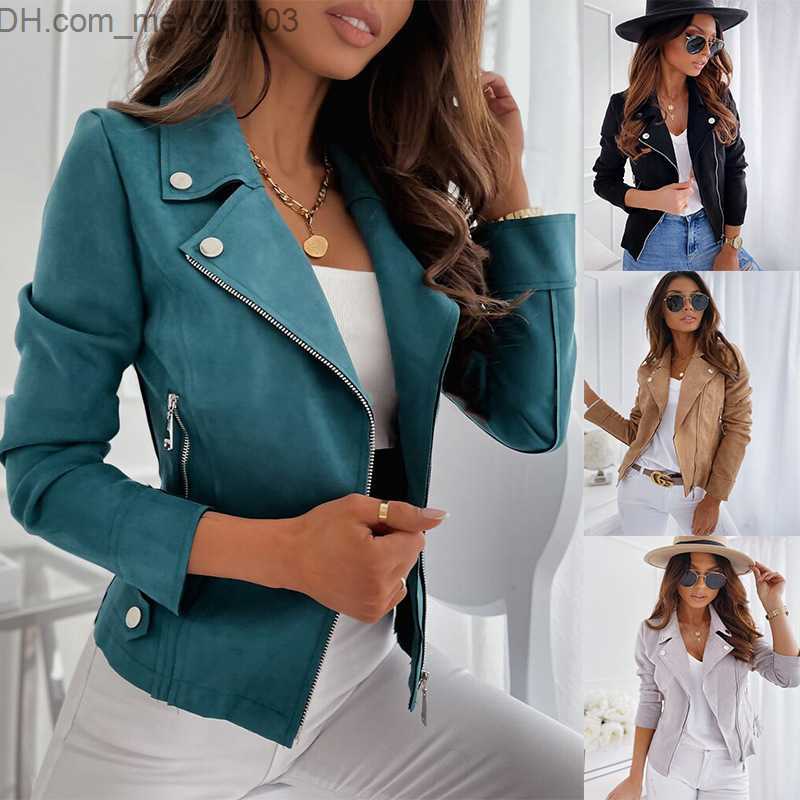 Women's Jackets Autumn Winter Long Sleeve Cowboy Wind Handsome Jacket Women Vintage Brown Color Slim Boyfriend Style Suede Jacket Coat Z230819