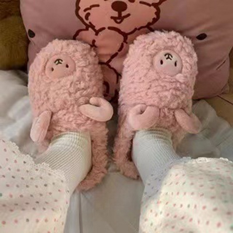 Slippers Winter Shoes Cartoon Sheep Cute Couples House Fur Slipper Home Shoes Winter Cotton Slippers Indoor Slippers Keep Warm Plush 230817