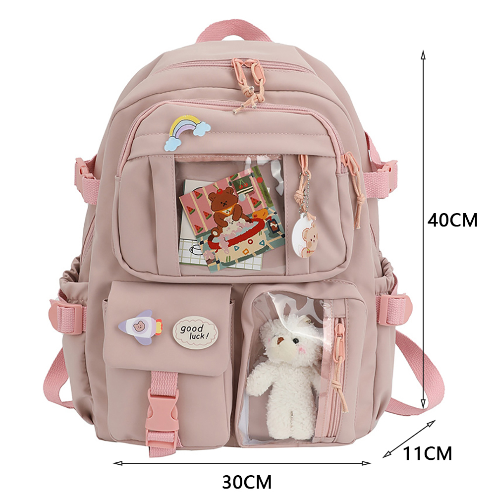 School Bags Kawaii Aesthetic Women Backpack Bag for Teen Girls Japanese Korean Rucksack Student Bookbags with Cute Accessor Mochila 230817