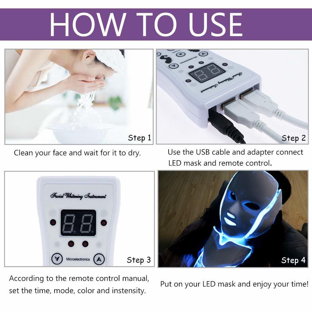 Face Care Devices 7 Colors Light LED Mask with Neck Face Care Treatment Beauty Anti Acne Therapy Face Whitening Skin Rejuvenation Machine 230906