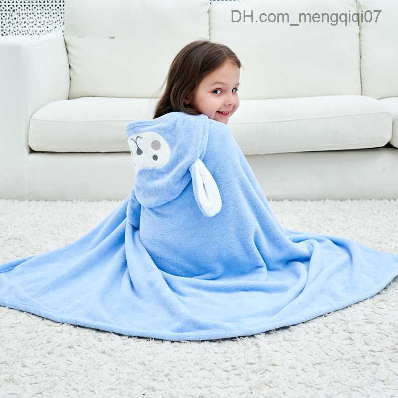 Towels Robes Baby shower cap towel Wearing coral velvet cartoon soft liposuction baby quick drying swimsuit bath towel Z230819