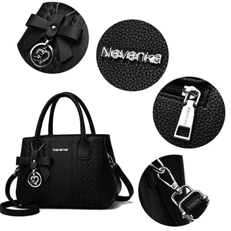 Women's wallet and handbag shoulder bag, women's designer shoulder bag, black//white, handbag