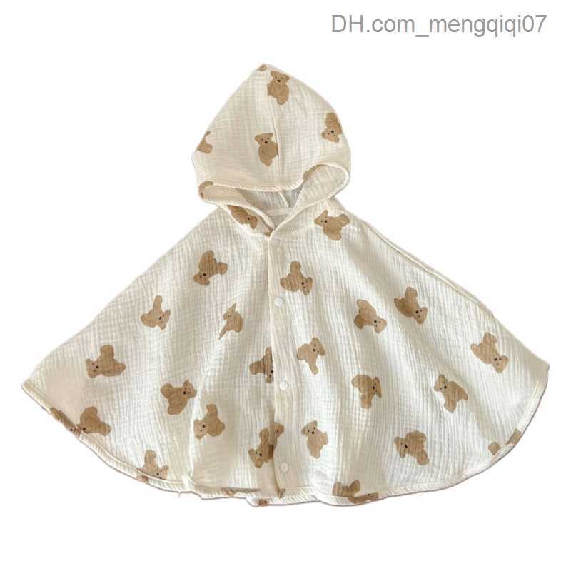 Towels Robes Windproof Baby Cloak Cute Print Hooded Towel Waterproof Beach Towel 0-3Y Baby Comfortable Cloak Newborn Coat 066B Z230819