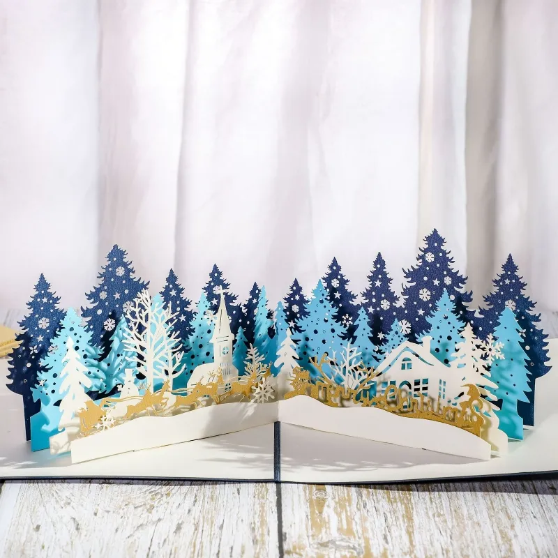 Merry Christmas Cards 3D Pop UP Christmas Tree Winter Gift PopUp Cards Christmas Decoration Gift New Year Greeting CardsZZ