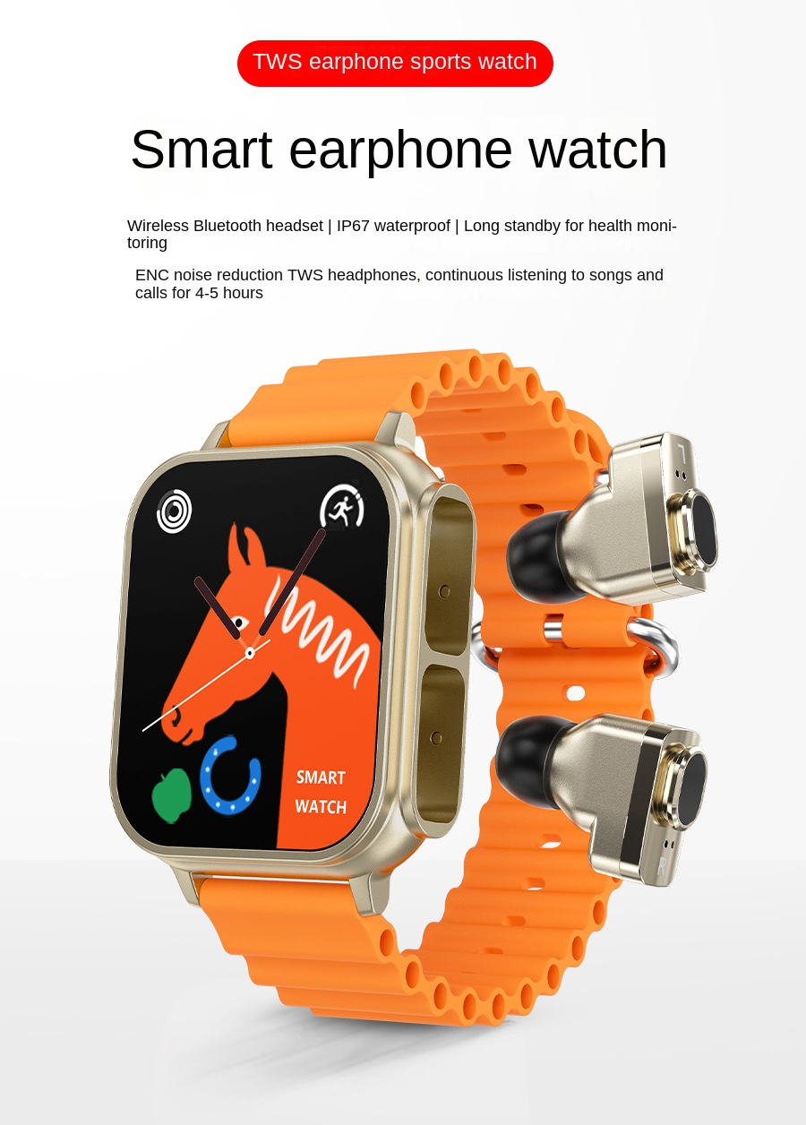 N22 smart watch TWS headset two in one Bluetooth call NFC Alipay 1.96 screen heart rate and blood oxygen