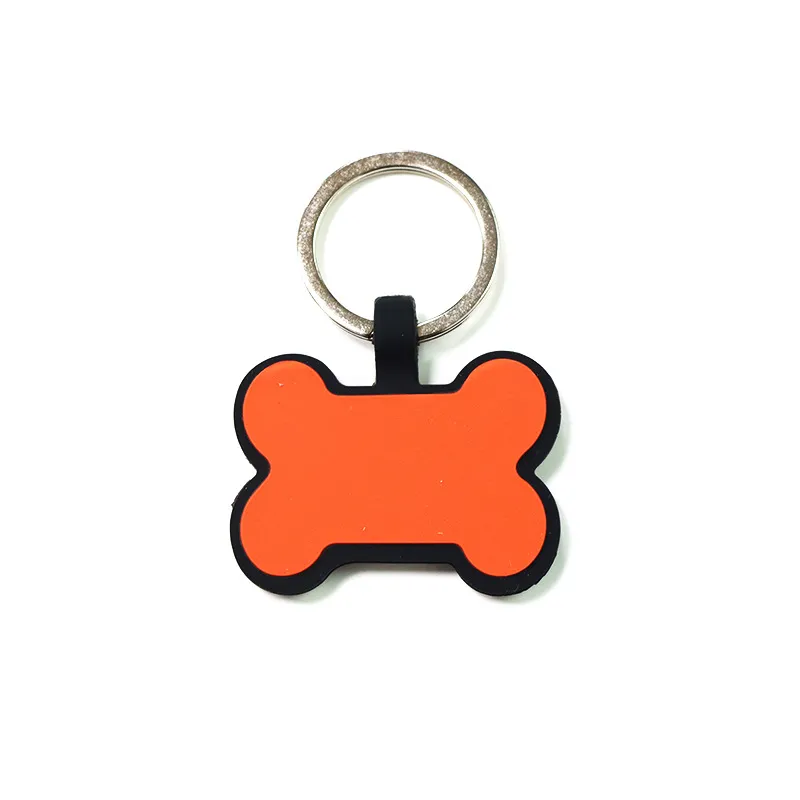 Creative Silicone Dog Tag Cat Tag Bone Shaped Pet Property Tag Silicone Keyring Silicone Pet Tag DIY Cat And Dog ID Card Multicolor Keychain
