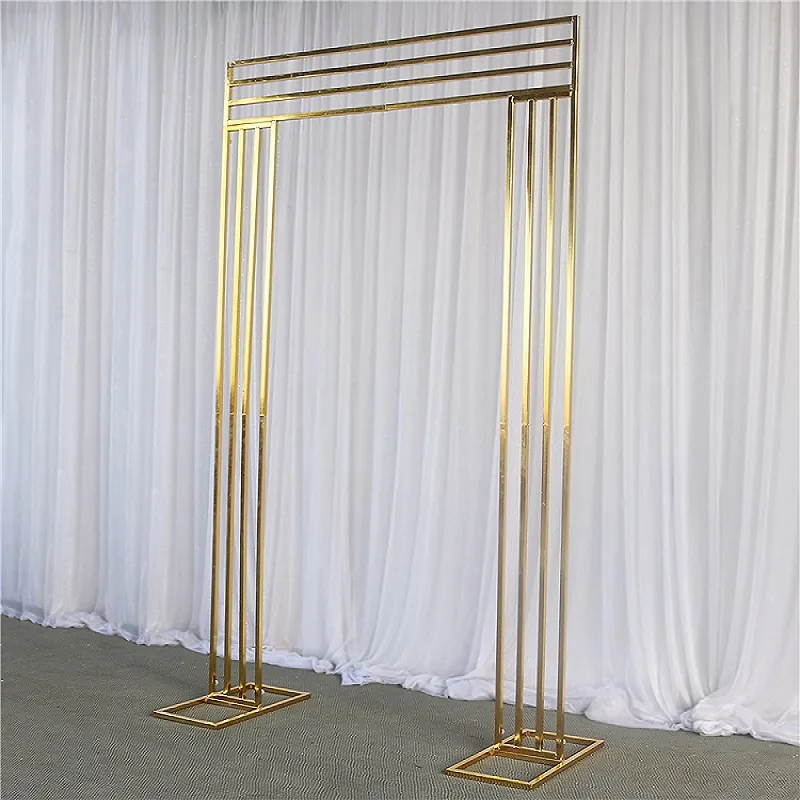 Shiny Gold Metal Frame Wedding Decoration Fabric Rack Backdrops Door Square Geometry Flower Row Arch Screen Background Home ScreenZZ