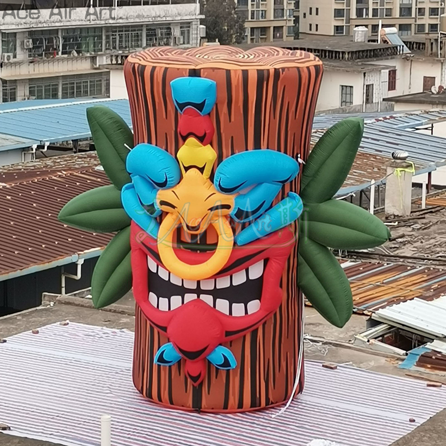 Multi-Style Inflatable Tiki Stump Tiki Statue Model 3D Face with Free Air Blower for Party Decoration or Carnival