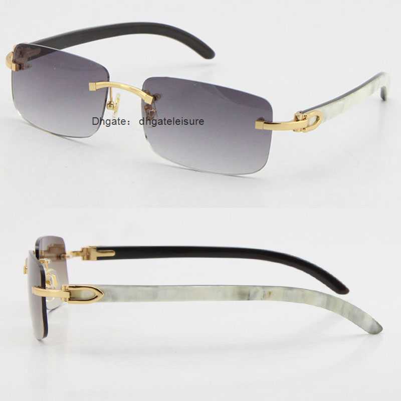 Wholesale Selling Style 8200757 Sunglasses Original Genuine Natural black and white vertical stripes Buffalo horn Rimless 8200758 Male Female Glasses Unisex