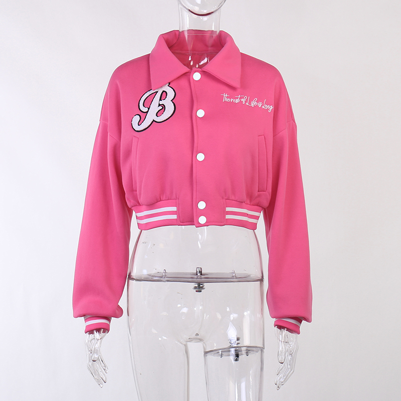 Women's Jackets Varsity Baseball Cropped Jacket Embroidery Letter Coats Crop Women Fall Winter Y2K Clothes Streetwear Cyber Racing Jackets 230817
