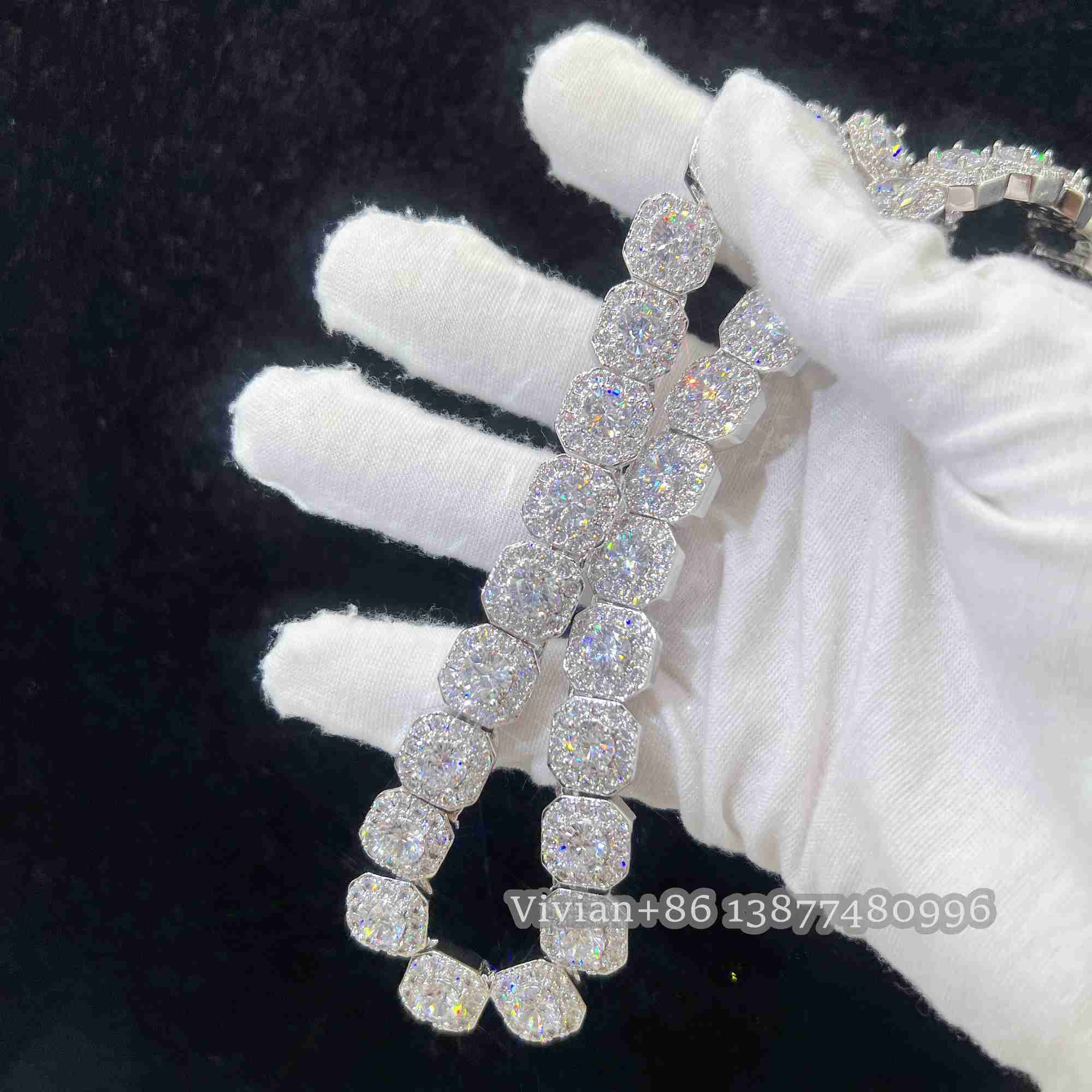 necklace moissanite chain 10mm Width Bg Big Dia Chain Sterg Sier Vvs Moissanite Hip Hop Jewelry Iced Out Cuban k
