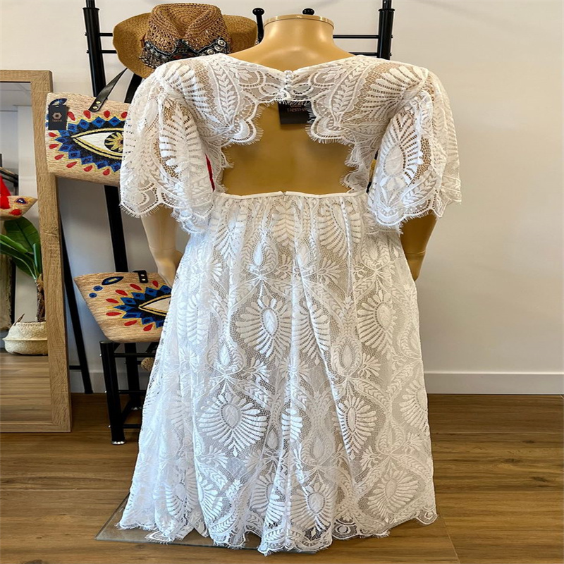 Full lace Beach Boho Wedding Dress For Bride Short Sleeve Open Back Civil Greek Rustic Country Bridal Dress Vestido De Novia 2023 Hippie Elegant Bohem