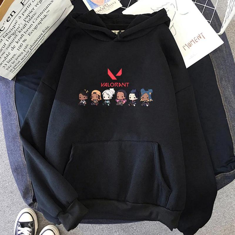 Women's Hoodies Valorant Game Cartoon Printed Men/Women Harajuku Kawaii Unisex Long Sleevec Aesthetic Pullover Female Sweatshirts Cute