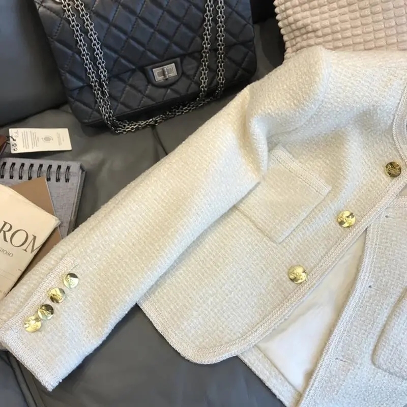 Womens Wool Blends Slim Tweed Short Jackets Blend Casual Vintage Coats Korean Fashion Casacos Chic In Outerwears Elegant Chaquetas 230818