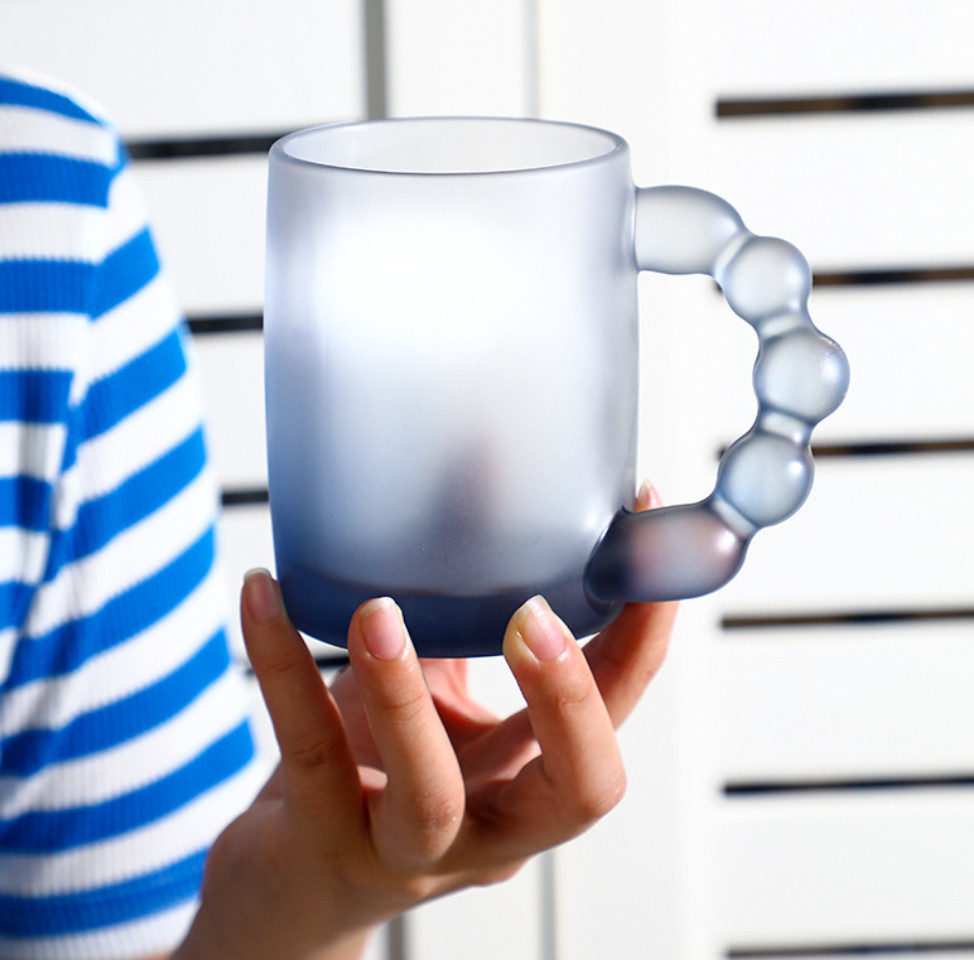 The latest 11.2oz Creative Handle Glass Coffee mug Cup, many styles of style selection, support customization of any logo