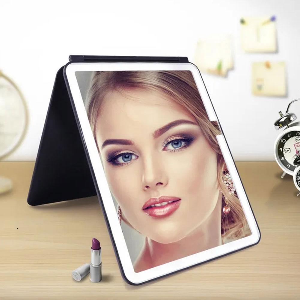 Compact Mirrors Folding LED Mirror Makeup Mirror Screen Light Portable Standing Vanity Mirroir 3 Colors Light Modes Cosmetics Make Up 230818