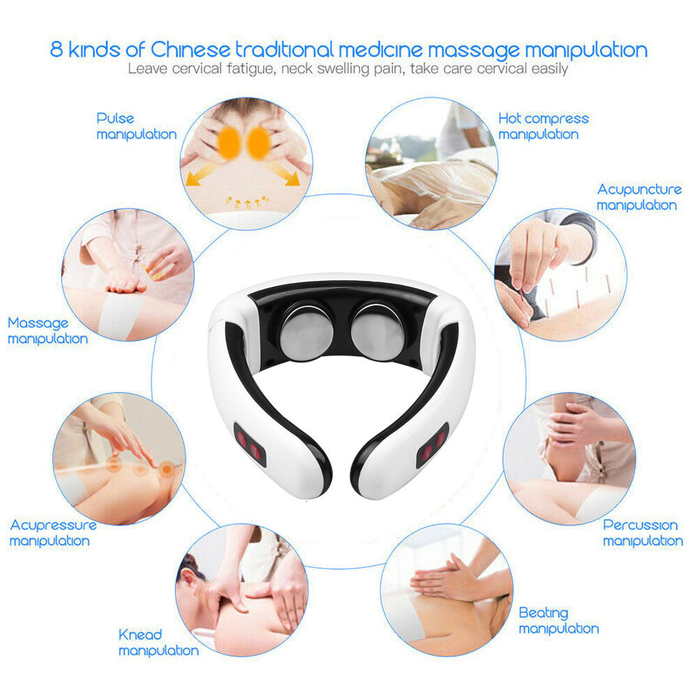 Other Massage Items Electric Neck Pulse Massager Far-infrared Heating 6 Mode Cervical Massage Device Pain Relief Tool Health Care Relaxation Machine 2