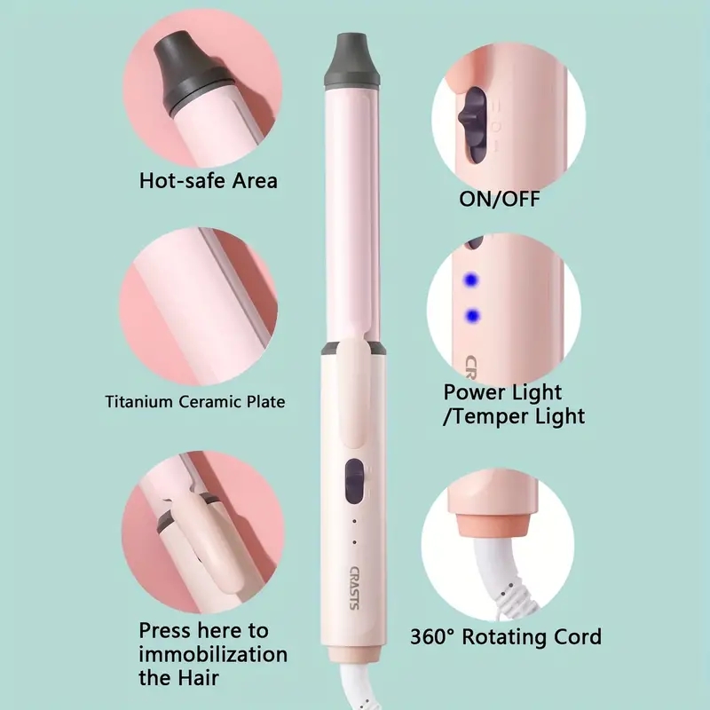 Professional Electric Curling Iron Rod for Home and Salon Use - Automatic Hair Curler with Heat Protection and Adjustable Temperature Control