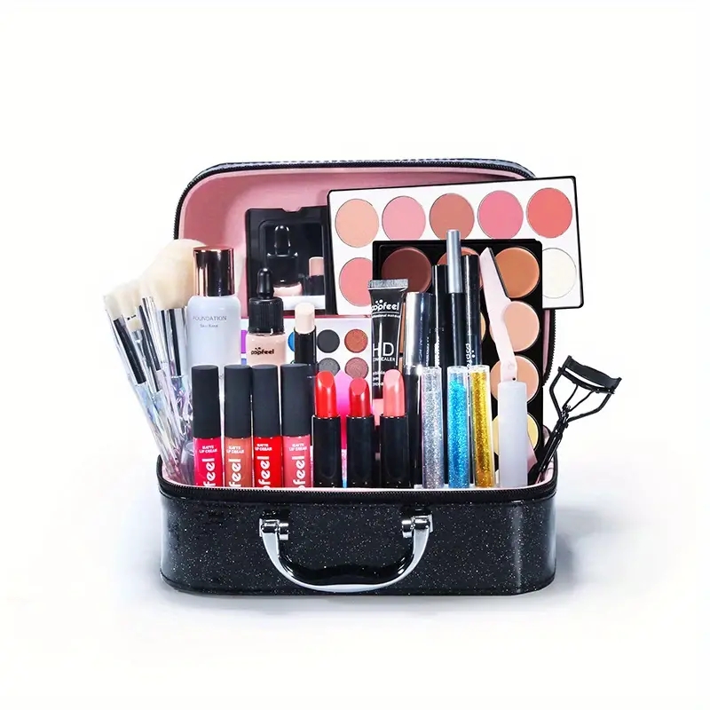 Full Range Makeup Kit with Sponge and Brushes - Perfect for Travel and Gifting - Ideal for Eyeshadow, Foundation, Lip Gloss, and More