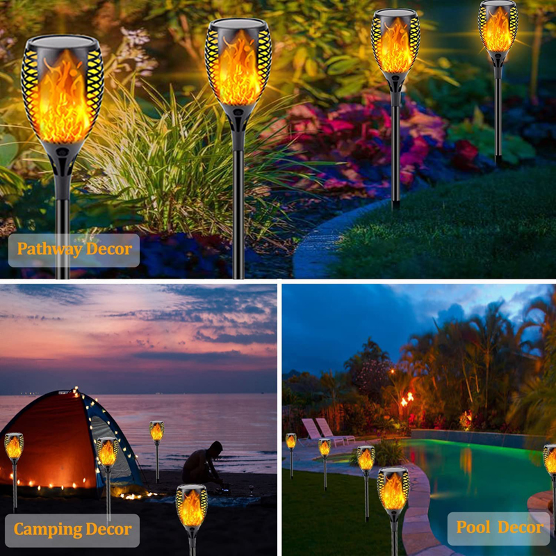 Shopping 96 LED Outdoor Solar Torch Lights Waterproof Garden Patio Flickering Dancing Flame Lamp