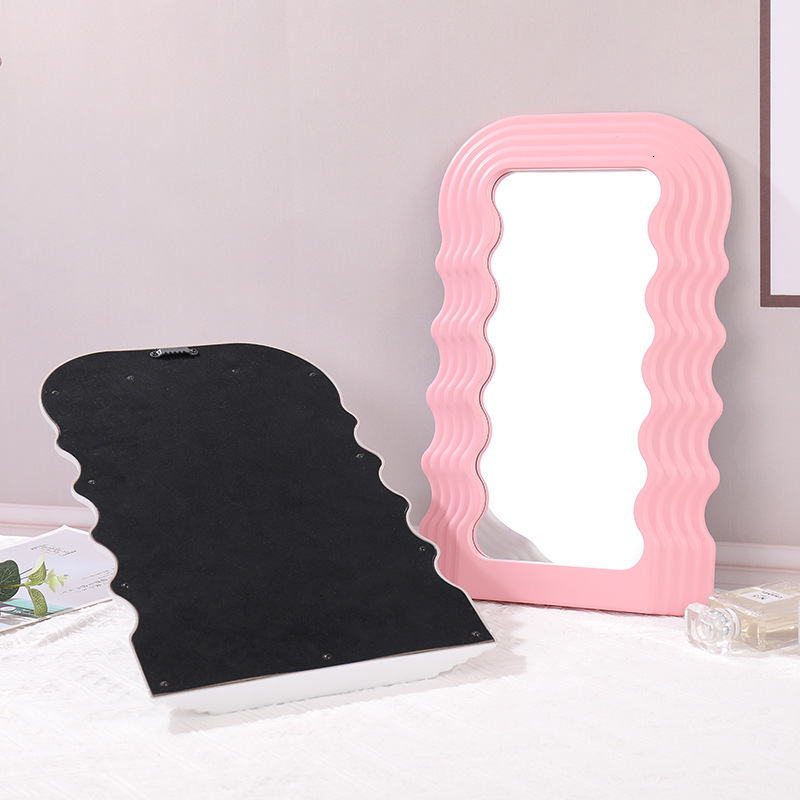 Compact Mirrors Wavy Decorative Makeup Mirror Desktop Vanity Mirrors Irregular Ornament Bedroom Bathroom Cosmetic Mirrors Dormitory Home Decor 230818