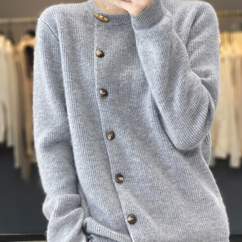 Womens Knits Tees Round Neck Cashmere Cardigan Spring Casual Wool Knitted Jacket Korean Fashion LongSleeved Button Coat Is In 230818