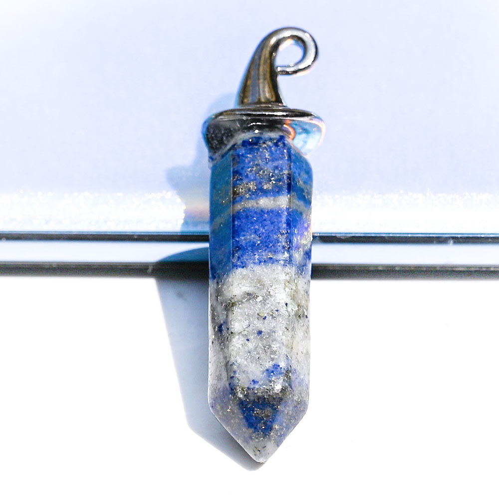 Natural Crystal Stone Hexagon Prism Halloween Hat Pendant Lapis Amethyst Charms Diy Necklaces For Women Men Jewelry