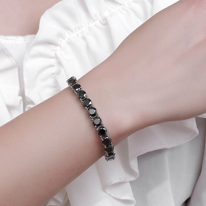5.5mm 6.5mm Width 16/17/18/19/20cm Diamond Passed Test 925 Silver Black Square Moissanite Tennis Bracelet for Men Women Nice Gift
