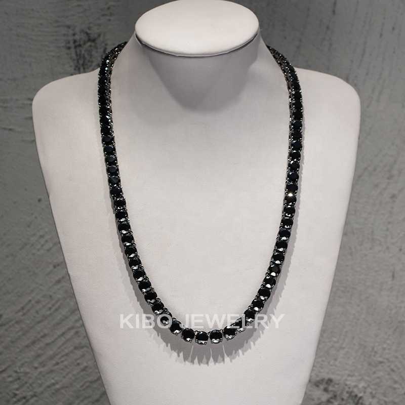 Gorgeous Sterg Sier Plated 8mm Round Cut Black Moissanite Tennis Chain