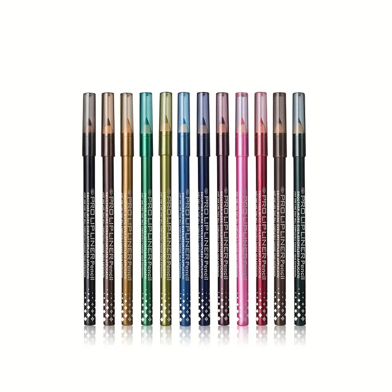 Colorful Eyeliner Pencil Set, Waterproof, Sweat Proof, Smudge Proof Eyeliner Pen Lip Liner Pen With Display Stand , Natural Long Lasting Makeup Pen Se