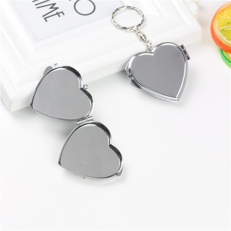 Compact Mirrors GU414 Round Heart Oval Sqaure Shape Double Sides Cosmetic Mirror Metal Folding Keychain Makeup Mini Mirror 230818